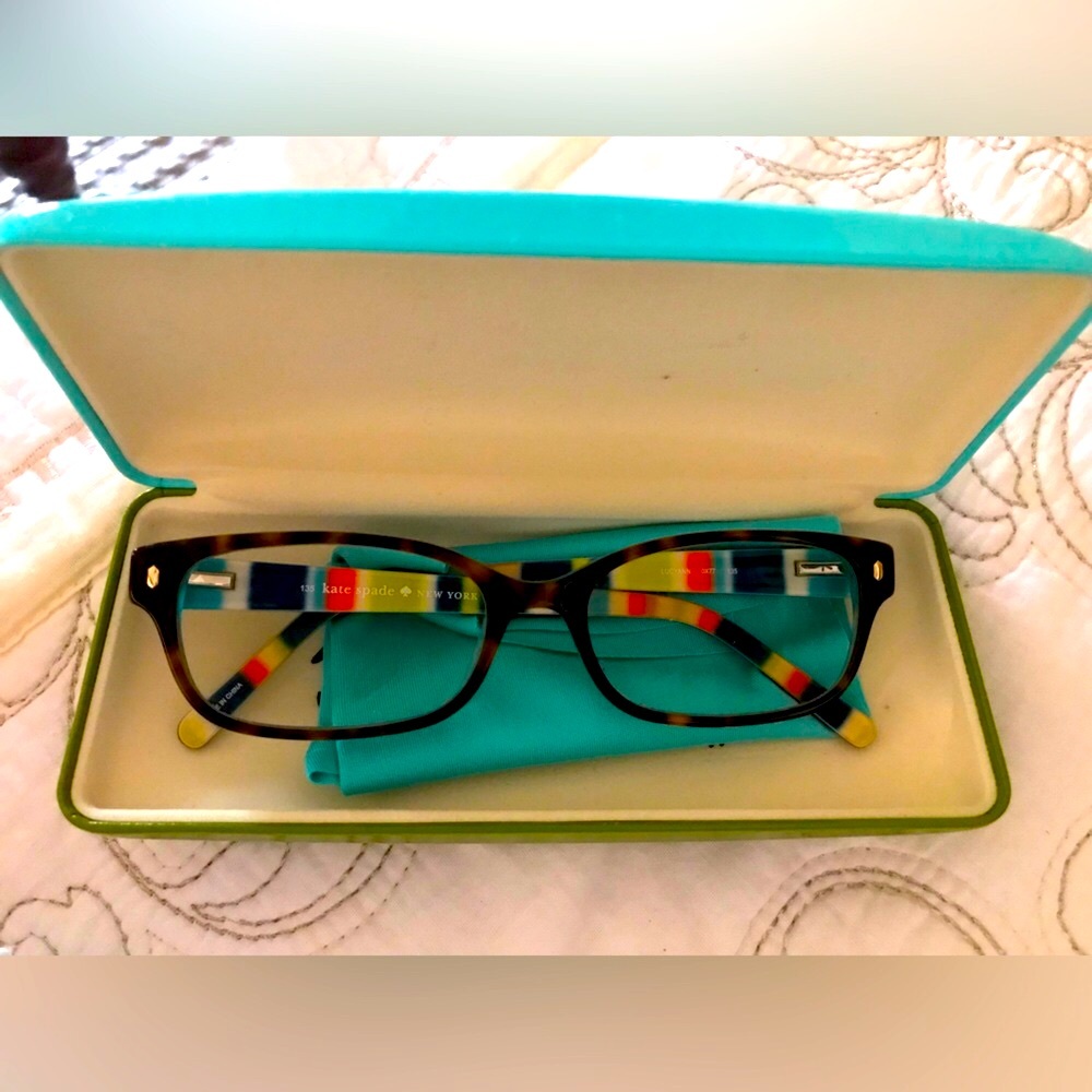 Kate Spade NY Lucyann Eyeglasses 0X77 Brown Rectangular Tortoise 135 & case